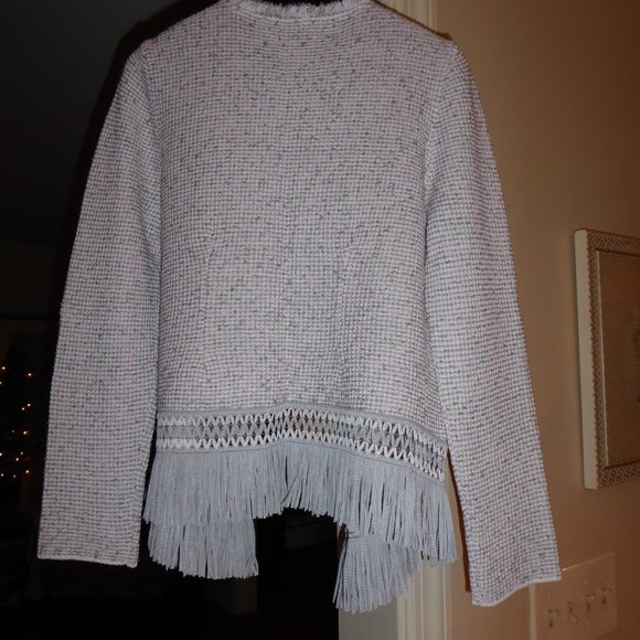 Nic & Zoe Fringe Short Women Open Front Dress Sweater Cardigan Jacket US Size S - Picture 5 of 16